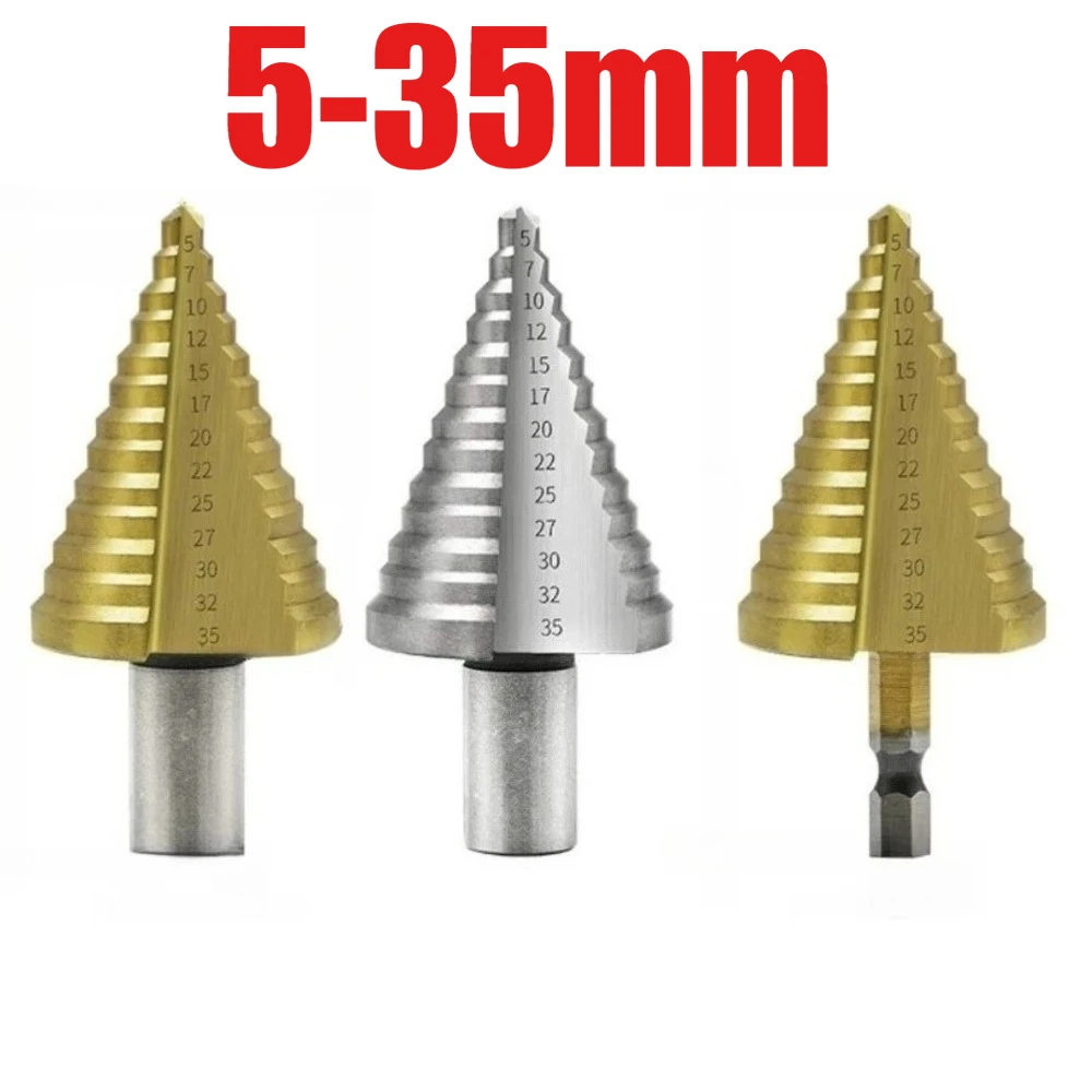 5-35mm HSS 4241 Titanium Coated Step Drill Bits Drilling Power Tool Metal Stainless Steel Wood Hole Cutter Cone Fast Drill Bit