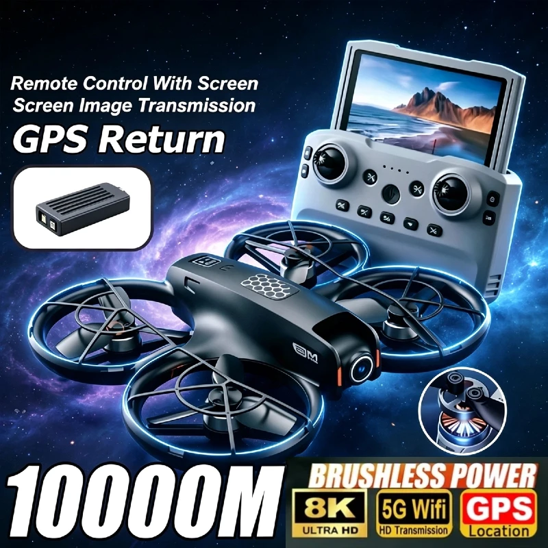 M5 Drone 8K Aerial HD Camera GPS Intelligent Obstacle Avoidance Telescopic Screen Remote Control Brushless Motor Drone