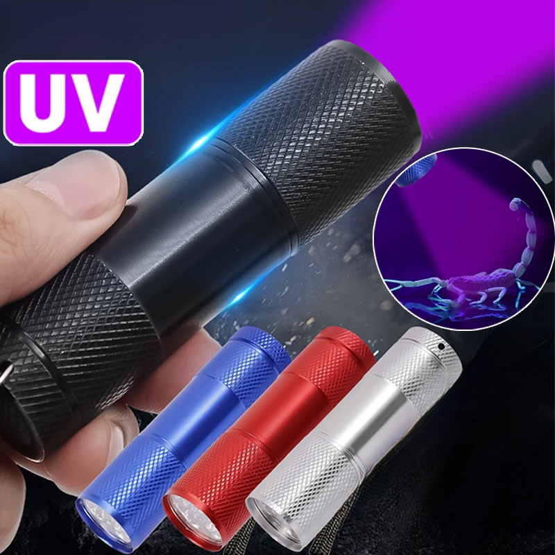 

9LED UV Flashlight 395nm Purple Ultraviolet Torch Mini Blacklight Detector for Pet Urine Dry Stains Bed Bug Nail Polish Lantern