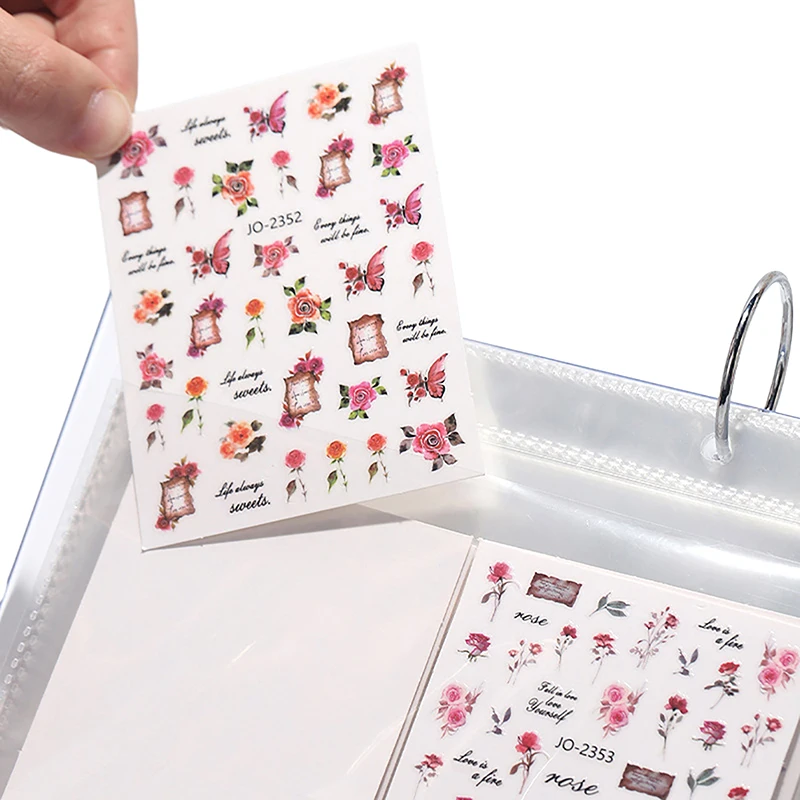 17 Pages Nail Stickers Storage Book Decals Organizer Holder Display Manicure Nail Tools Plastic Transparent Film Nail Art