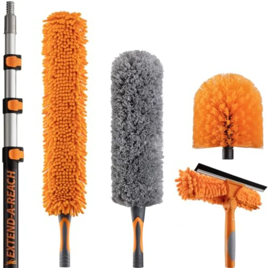 

20 High Reach Duster Kit with 4- Extension Pole// High Ceiling Dusting and Window Cleaning Kit with Telescopic Pole// Window Wa