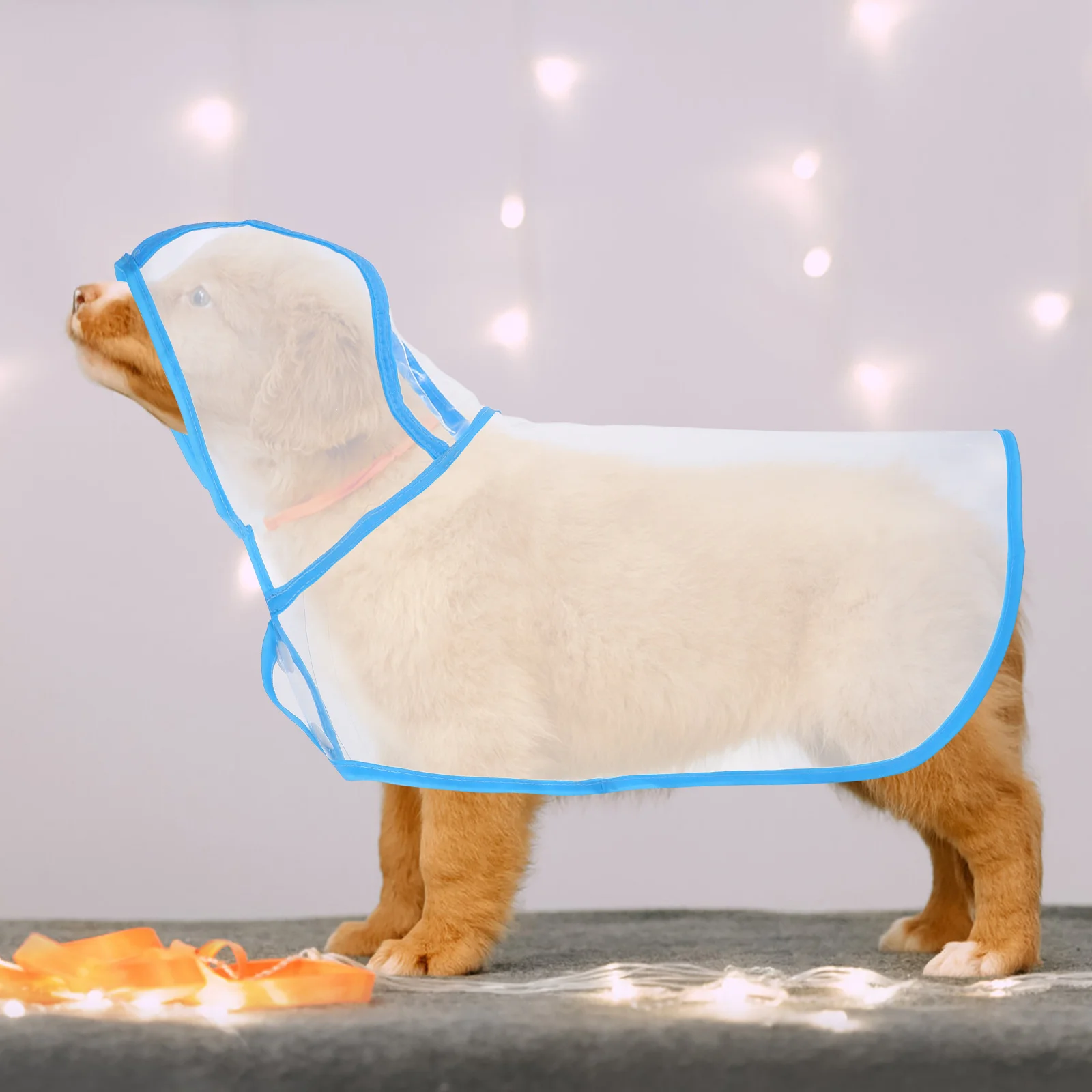 

Transparent Puppy Raincoat Waterproof Pet Rainwear Clothes Size M Blue Lightweight Packable for Small Dogs Cats