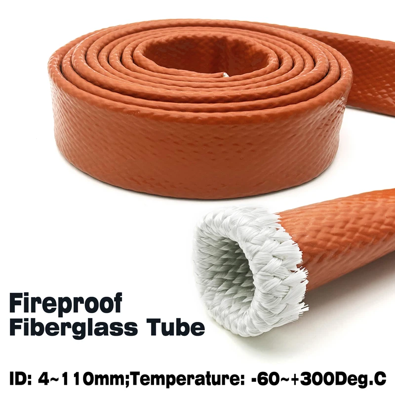 High Temperature Resistant Fiberglass Tube Silicone Resin Coated Glass Fiber Braided Fireproof Sleeve Fire Retardant Casing Pipe