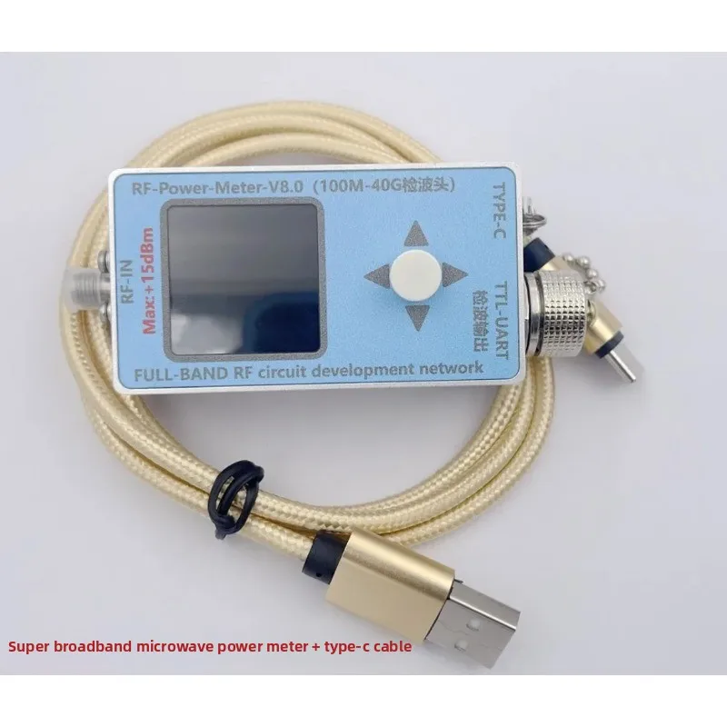 

RF-Power-Meter-V8.0 40GHz Ultra-wide Band Microwave RF Power Meter TFT Display Screen with Type-C Cable