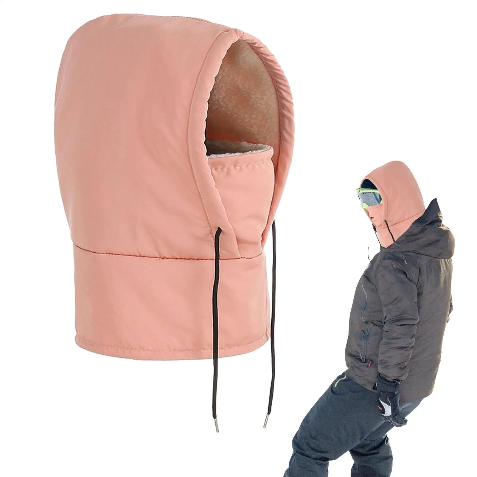 

Ski Hood Waterproof Fleece Neck Warmer Adjustable Warm Head Skiing Hood For Runners Cyclists Women Motorcycle Cycling Commuting
