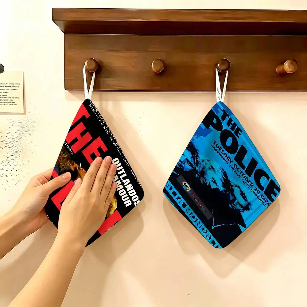 Rock Band The P-police Hanging Kitchen Towel, Polyester Cotton Material, Multipurpose Hand Wiping Towel for Family