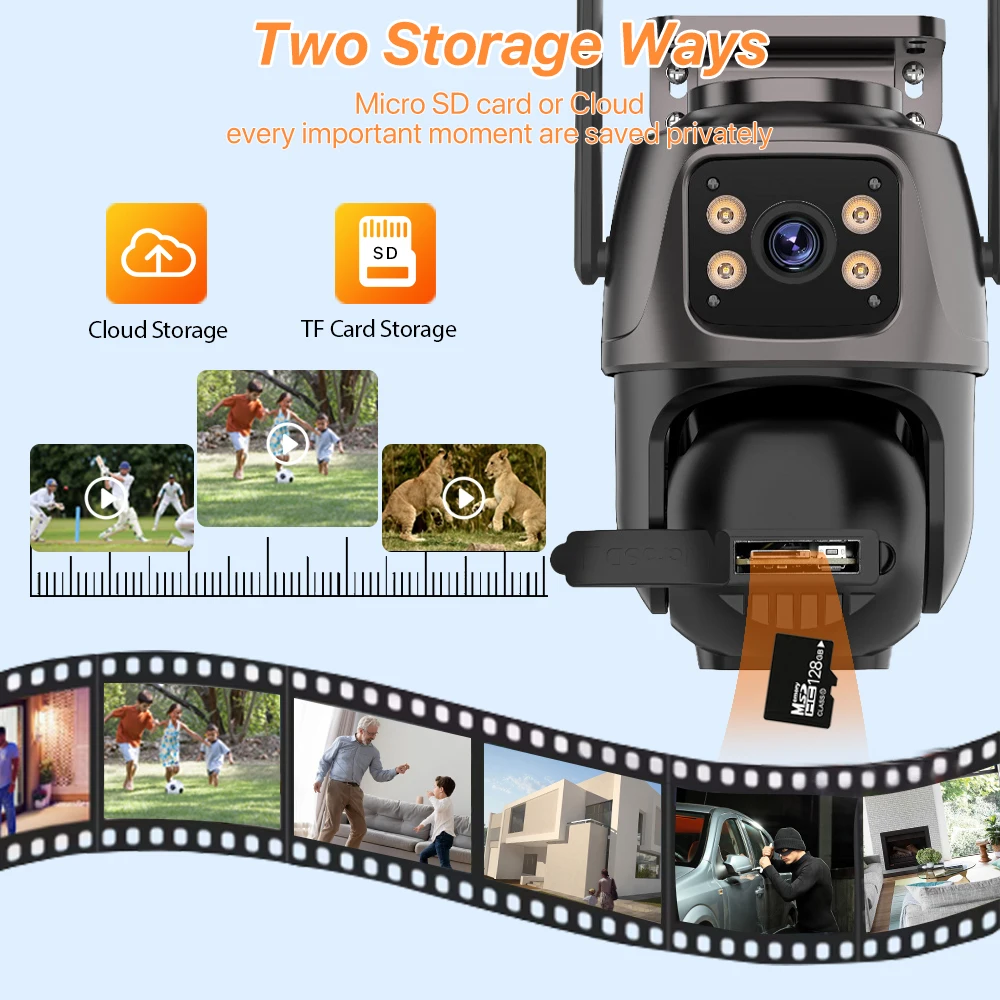 4K 8MP PTZ WIFI Camera Dual Lens Dual Screen IP Camera Outdoor 4MP HD Auto Tracking Security Protection CCTV Surveillance iCSee