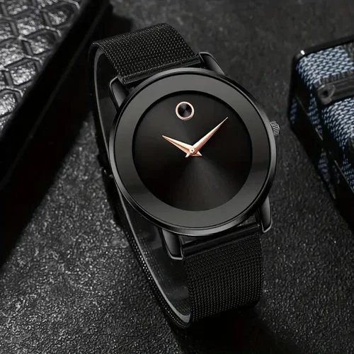 Imagen 2 del producto Nuevos relojes de negocios para Hombre, Reloj de lujo con banda de malla de acero, relojes de cuarzo a la moda, Reloj para Hombre, Reloj Masculino, Reloj para Hombre