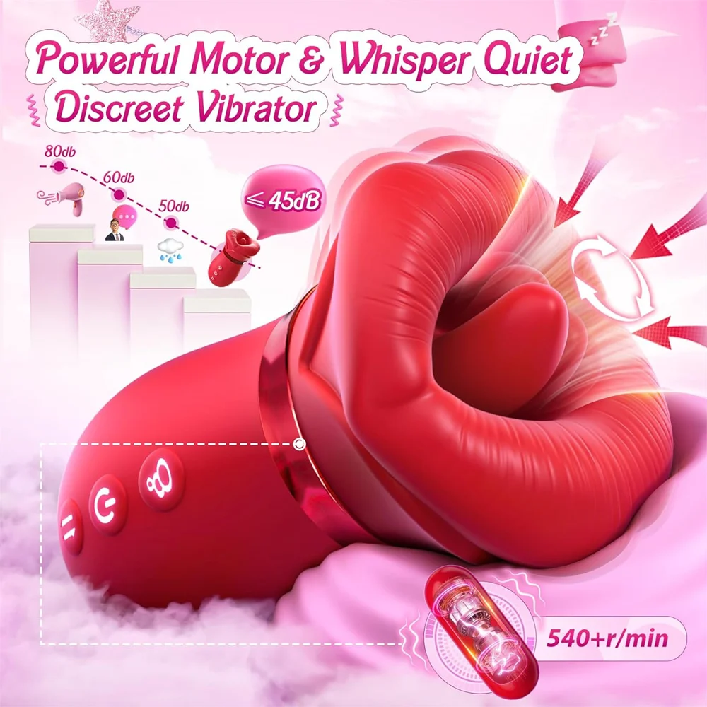 Rose Tongue licking Oral Sucking Vibrator for Women Clit Stimulator Female Masturbation Sucker Sex Toy For Women JoinJJtoy