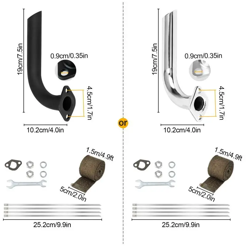 Mini Motorcycles Exhaust Pipe Kit 212cc: 224cc 196cc Coleman CT200U BT200X EX 6.5hp GX160 GX200 Small Engine