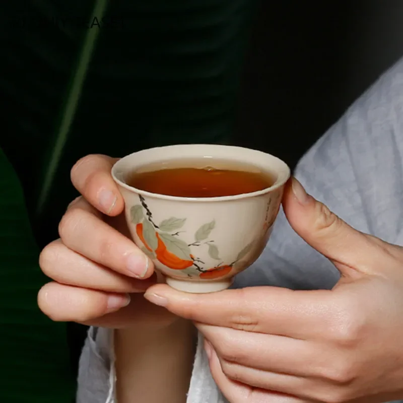 Retro Ceramic Teacup Boutique Hand Painted Flower Pattern Travel Tea Bowl Chinese Porcelain Tea Set Accessories Master Cup 80ml