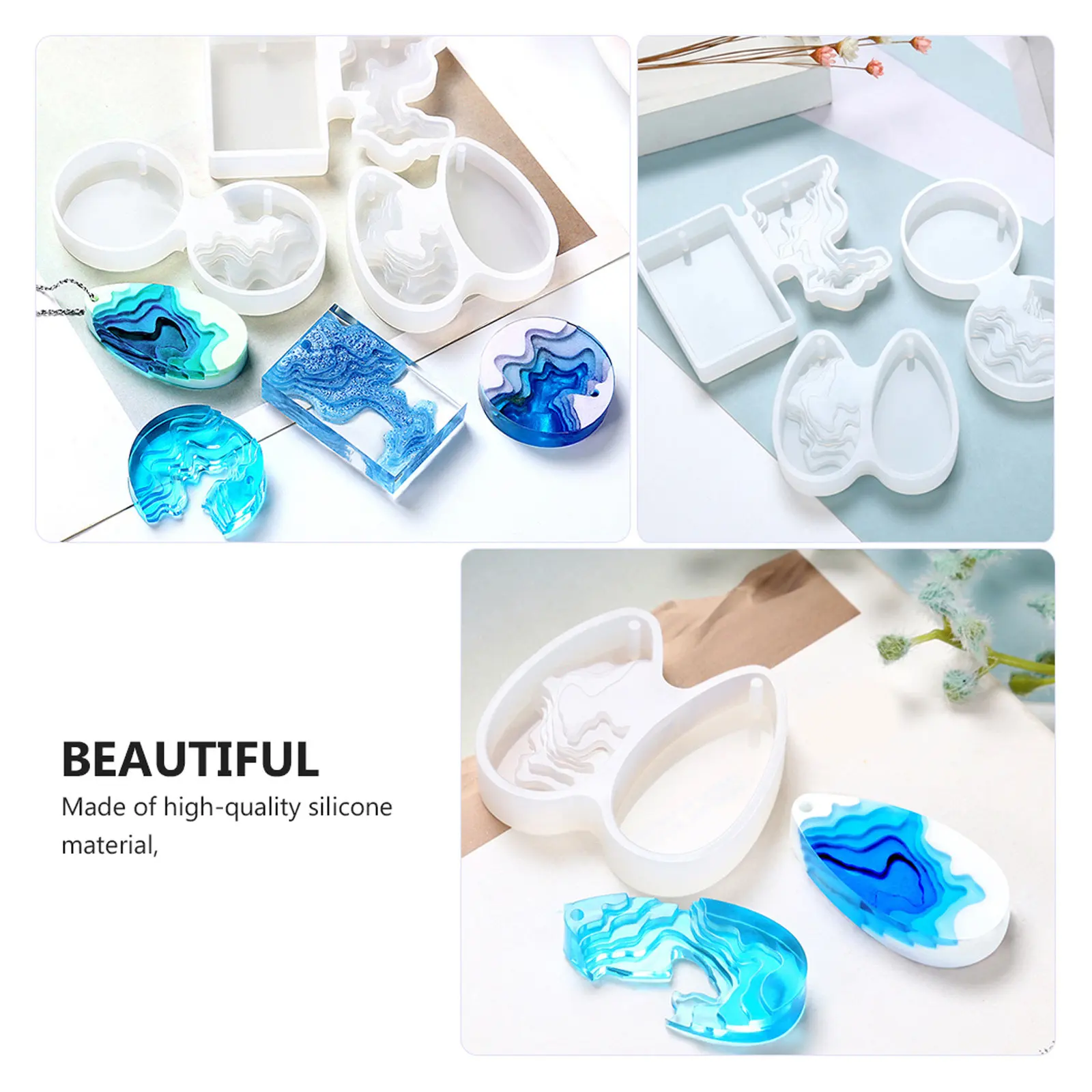 3Pcs Silicone Ladder Island Mold DIY Crystal Epoxy Jewelry Pendant Making Tool Creative Handmade Craft Mold Pendant Making Model