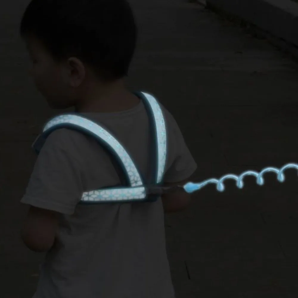 

Reflective Child Anti Lost Wrist Link 2m 2in1 Baby Walking Safety Strap with Spring Rope Harness&Bracelet Loss Prevention Belt