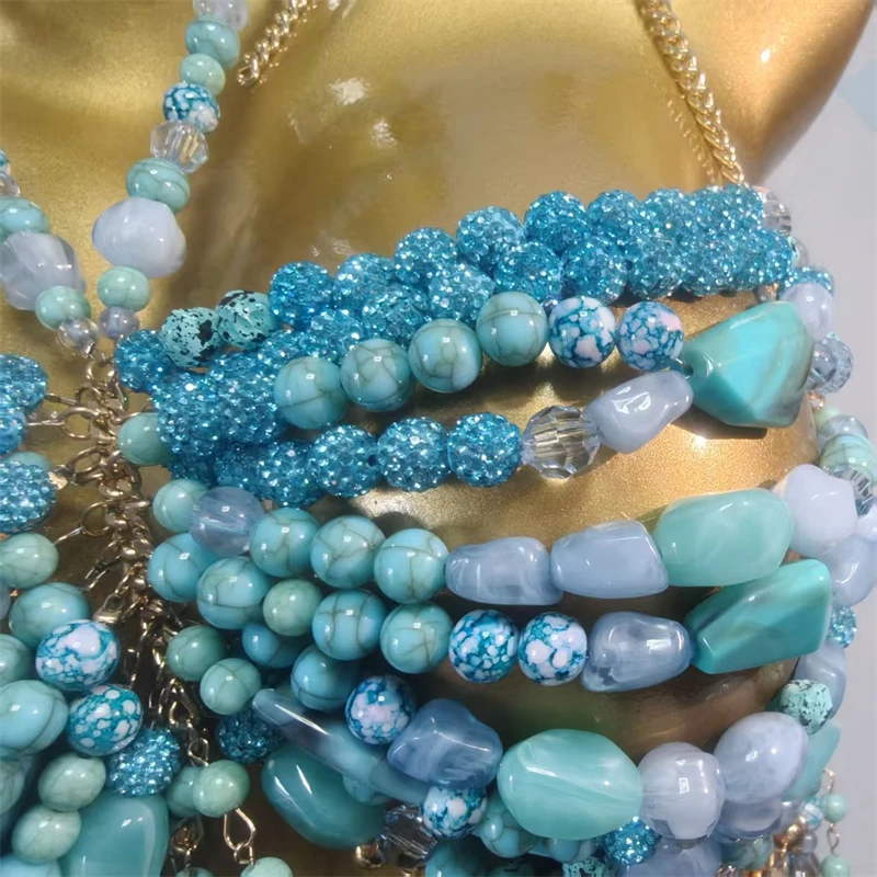 Hochwertige handgefertigte Perlen-Körperkette für Frauen Roupas+Feminina Mehrschichtiges Boho Sexy Tanktop Y2K Schmuck Party Festival Rave – Detail 8