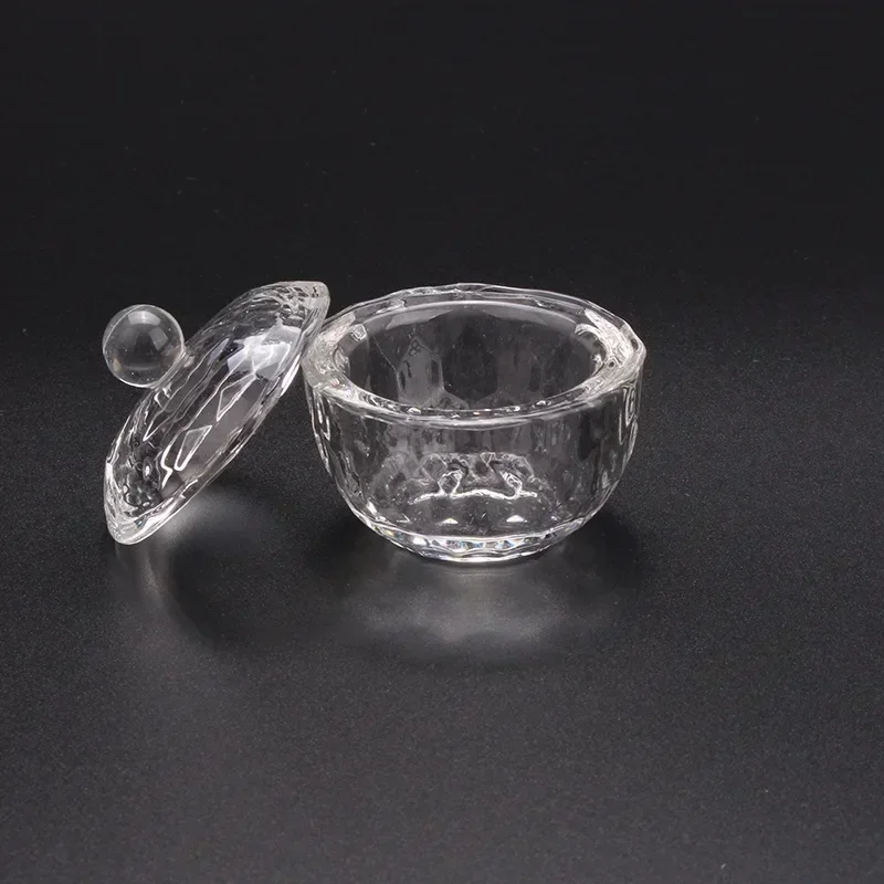 Tasse octogonale en verre cristal clair acrylique, 1 pièce, petit récipient à poudre liquide pour ongles, couvercle de plat Dappen bol porte-gobelet équipement outils à ongles