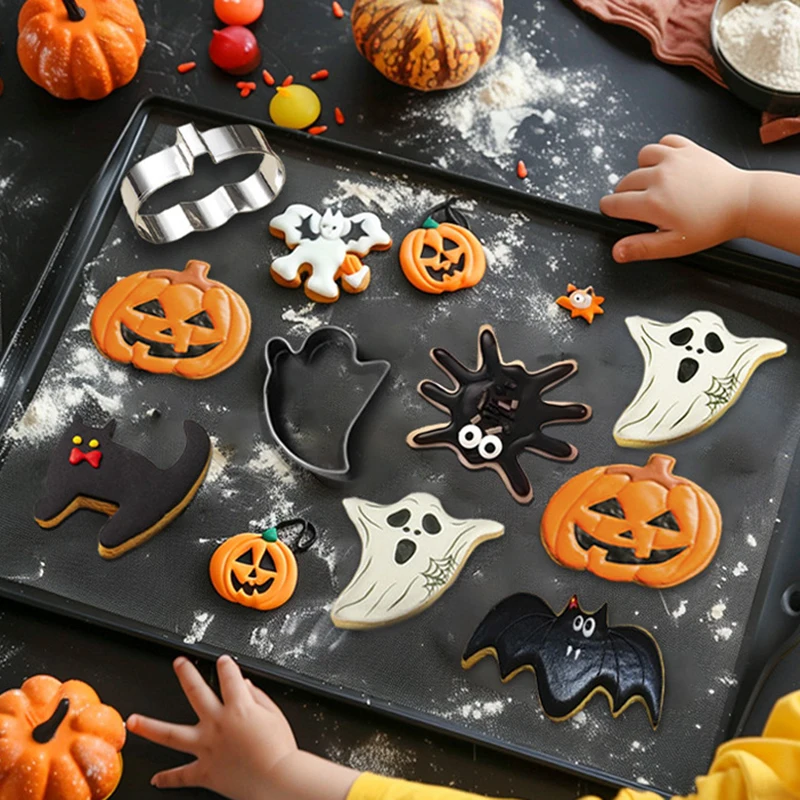 5/6/7/12PCS Halloween Cookie Cutter Metal Pumpkin Ghost Biscuit Mold Bat Biscuit Chocolate Mold Decorating Halloween Baking Tool - view 2