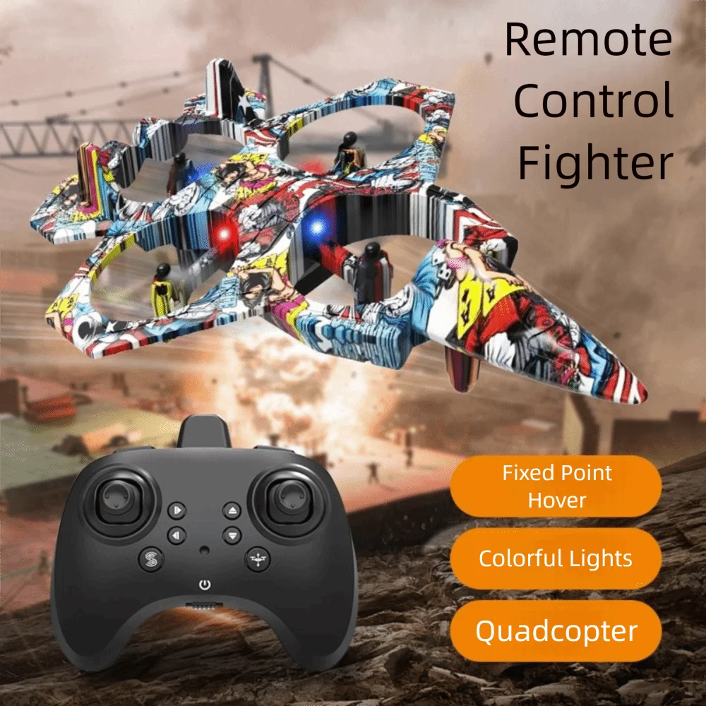 

EPP Foam Remote Control Foam Fighter RC Drones Gravity Sensing Four Motor Helicopter Toy with Light Rechargeable