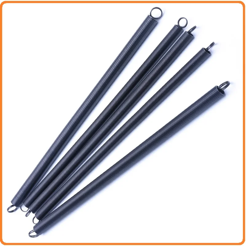 65Mn steel stretch spring Closed loop Double loop,Length300mm,Wire dia0.8-1.8mm Blackening treatment L-shaped double coil