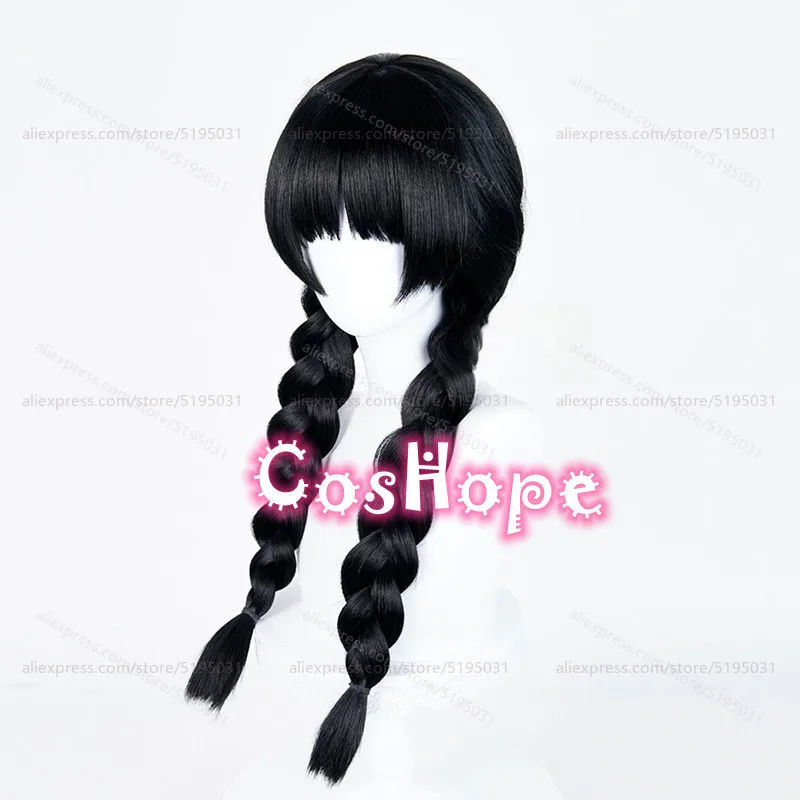 IDV 미스 석류 플레이트 코스프레 가발 어린 소녀 65cm 긴 검은 가발 코스프레 애니메이션 의상을위한 내열성 합성 가발