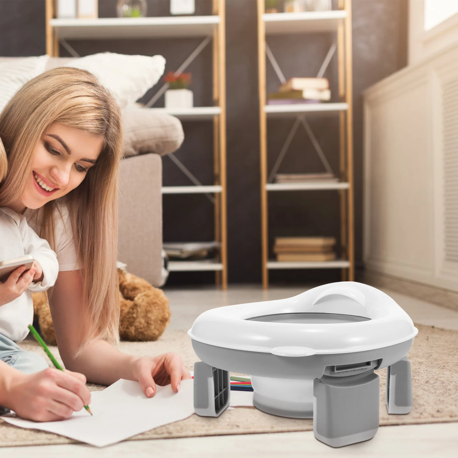 المحمولة طوي مقعد نونية الطفل السفر المرحاض المحمولة قعادة للأطفال سيارة السفر التخييم في الهواء الطلق المرحاض مقعد التدريب #5