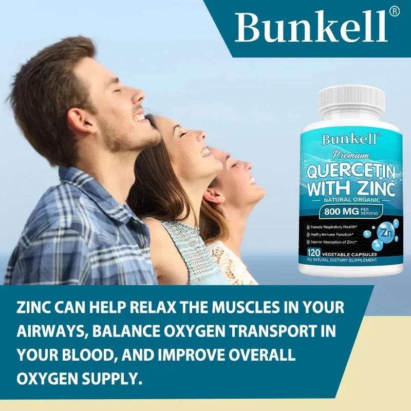 Quercetin with Zinc - Natural and Organic, Supports Respiratory Health, Immune Function, Eye Health, Non-GMO and Gluten-Free