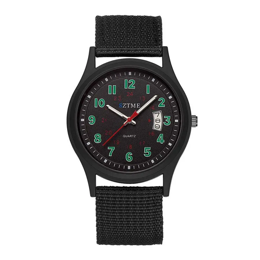 Montre à quartz explosive transfrontalière pour homme, bracelet en toile tissée, montre d'affaires, pointeur lumineux avec calendrier, mode