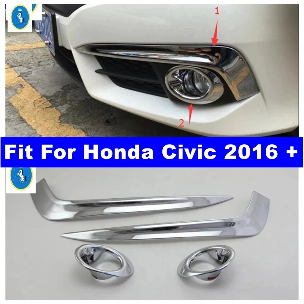 

Car Styling Front Fog Lamp Lights Eyebrow Eyelid Ring Cover Trim Fit For Honda Civic 2016 - 2018 ABS Shiny Interior Accessories