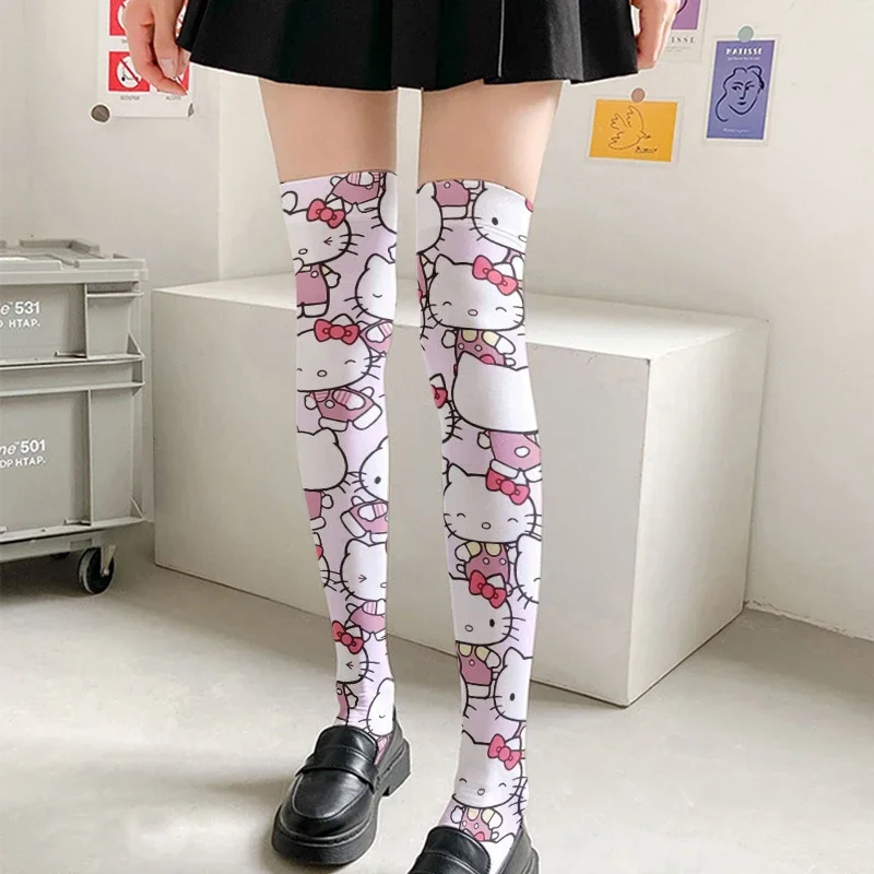 Sanrio Girl Stockings Hello Kitty Kawaii Summer Thin Anti-Odor Long Socks Cosplay Cute Cartoon Korean New Outdoor Clothing Gifts