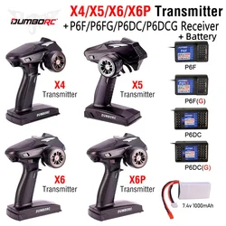 2.4G 6CH Transmitter remote control X6 with X6FG Gyro Receiver LED Light Set  for 1/10 1/8 Crawler Axial SCX10 D90 RC Car Boat