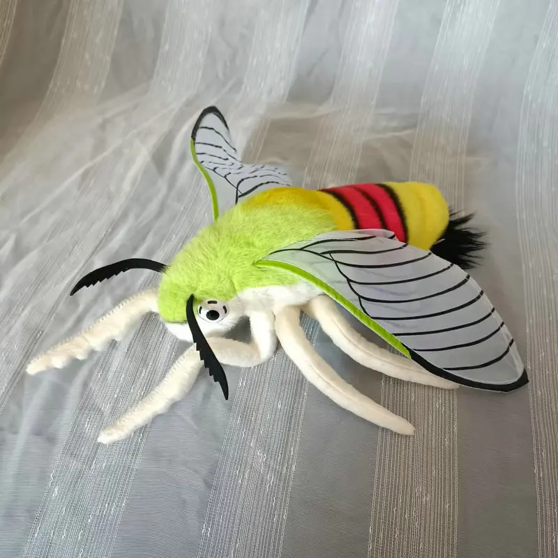 

25x33x8cm Coffee Hawk Moth Plush Toy Fidelity Soft Plushie Cephonodes Hylas Peluche Lifelike Stuffed Animals Doll Gift