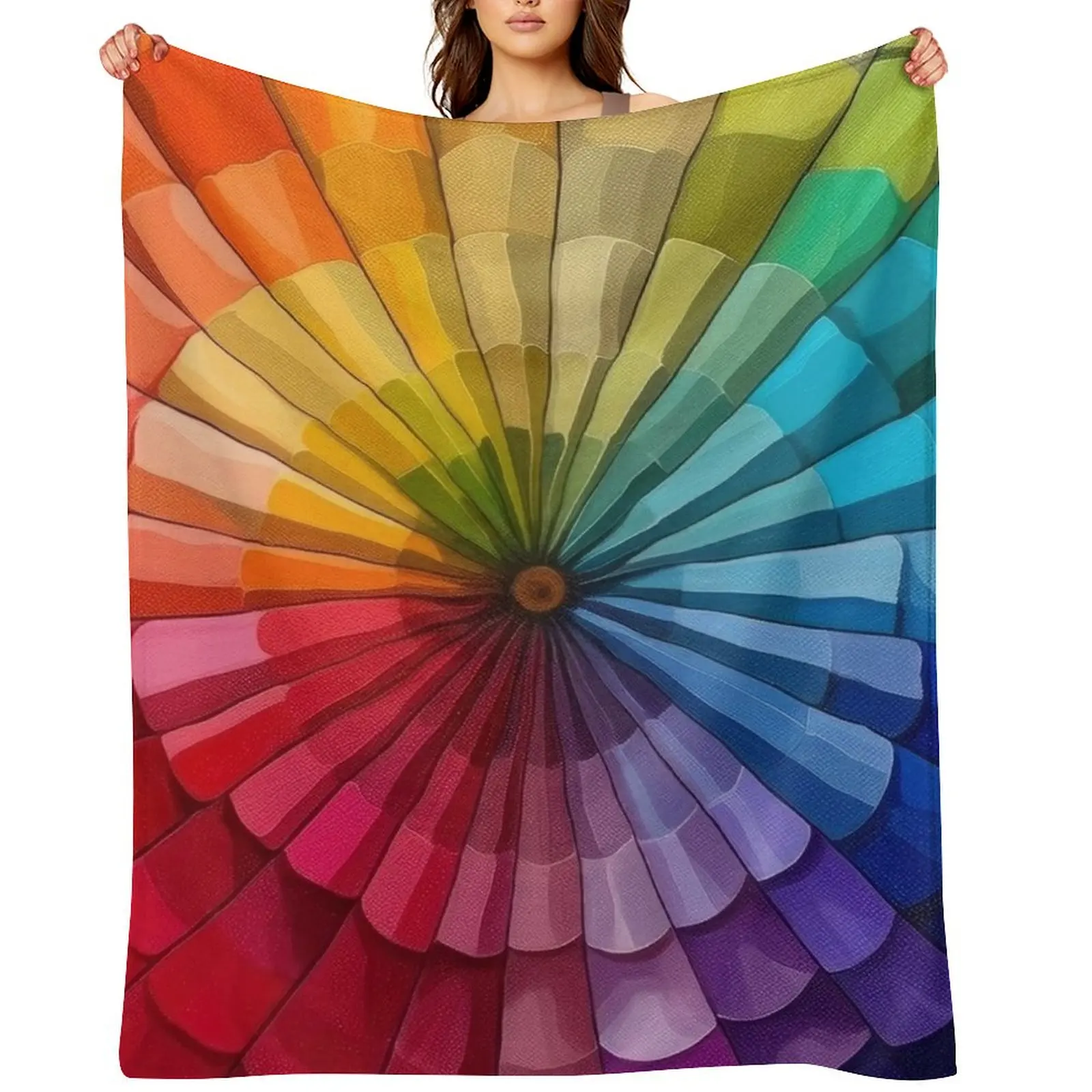

Coloring Wheel Painting Throw Blanket Kid'S Luxury Multi-Purpose Luxury Designer Blankets