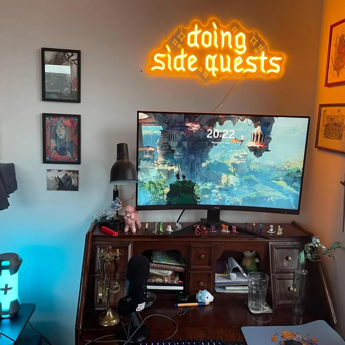 Doing Side Quests Neon Sign,Gamer Room Decor,Gamer Neon Sign,Gamer Gift Idea,Nerd Room/Streamer Room Decor,Home Office Decor