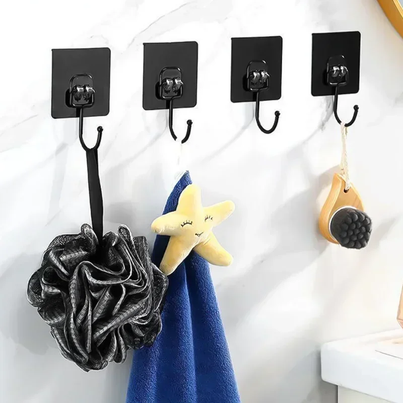 1/2/5 Pcs Self Adhesive Hooks Rotating Waterproof Strong Hook Holder Wall Door Storage Hanging Hooks Kitchen Bathroom Organizer