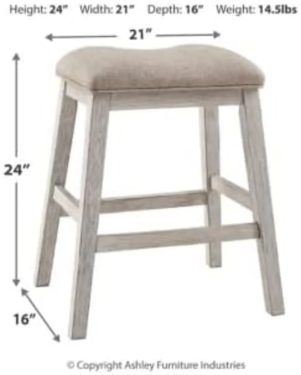 Barstool estofado moderno, Signature Design, 24 em altura contrária, 2 Contagem