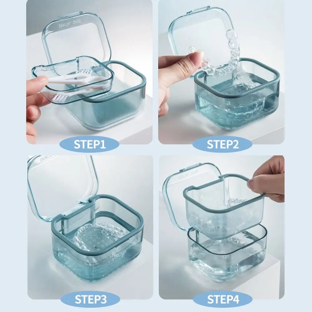 Container Orthodontic Retainer Cleaning Box False Teeth Storage Box Teeth Braces Box Dental Storage Case Denture Bath Box