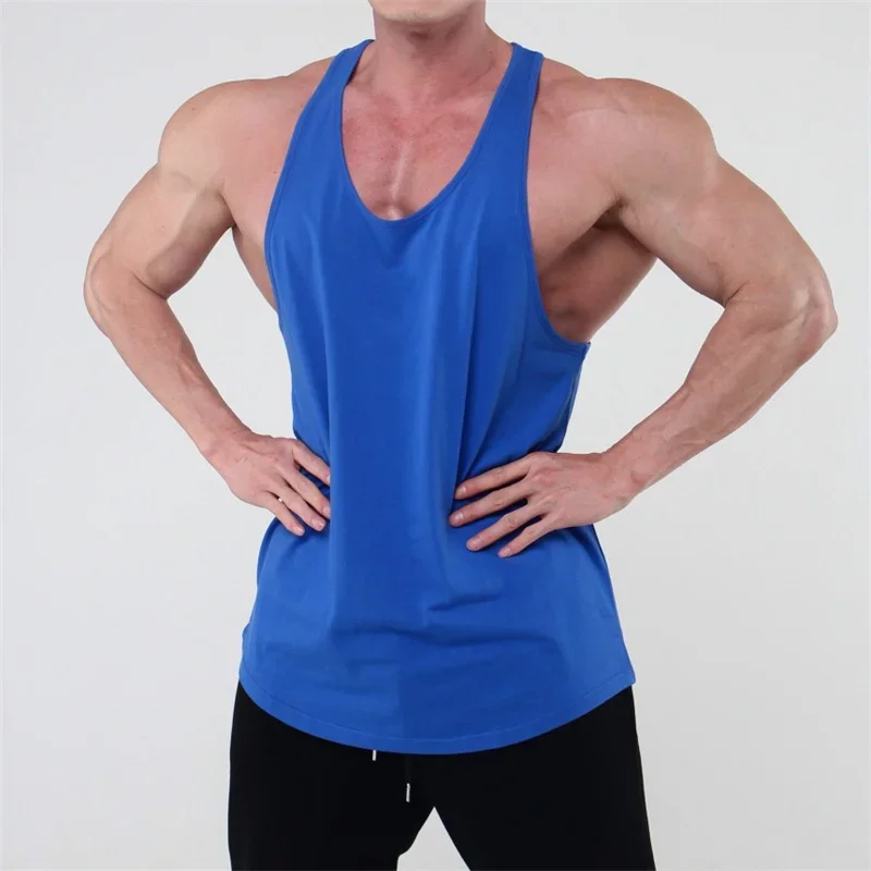 Running Tank Top Men Summer Sports Gym Vest Cotton Training Tank Top Workout Undershirt Man Fitness Pure Color Sleeveless Tops