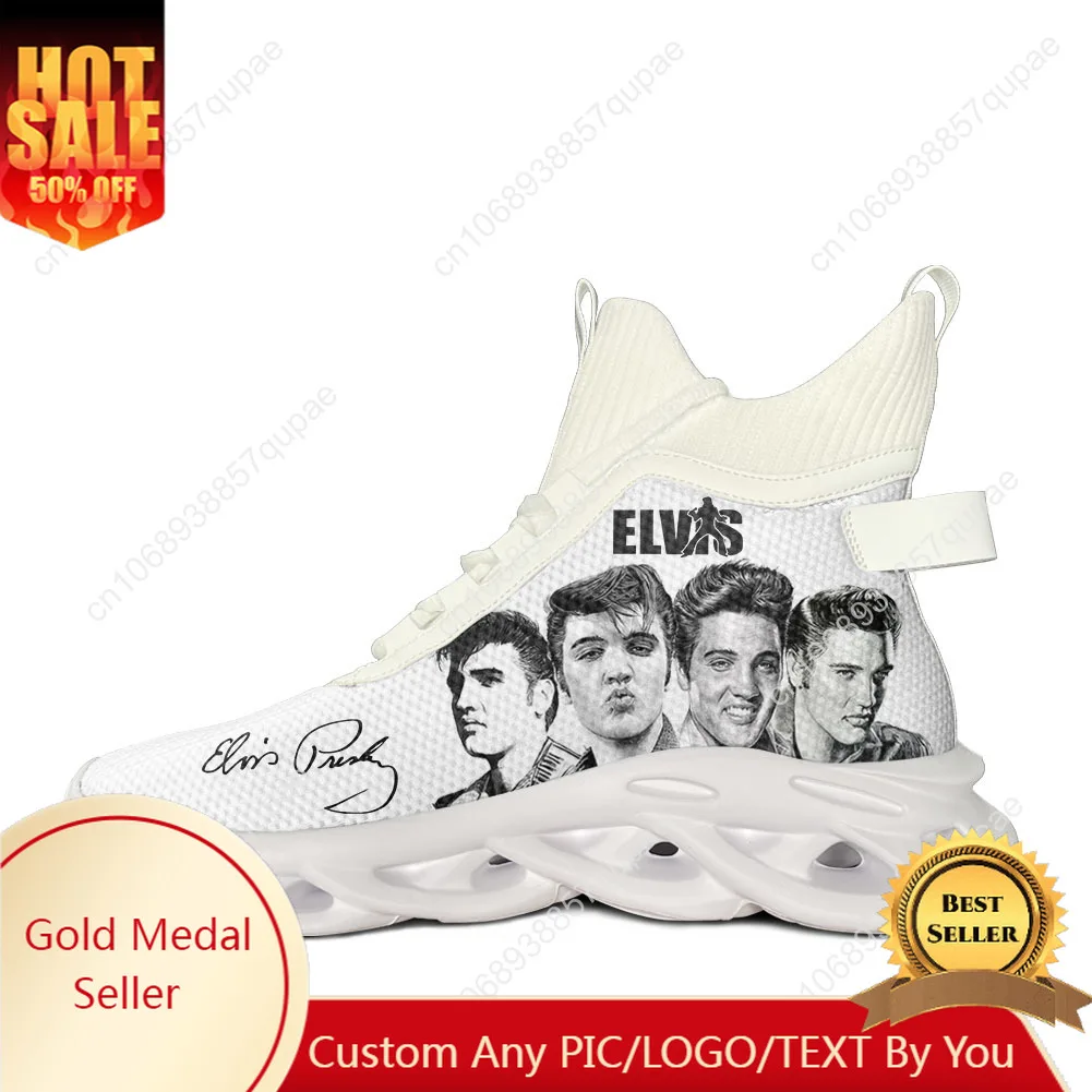 

Elvis Aaron Presley High Top Flats Sneakers The King Hillbilly Cat Sports Running Shoe Sneaker Lace Up Mesh Footwear Custom Shoe