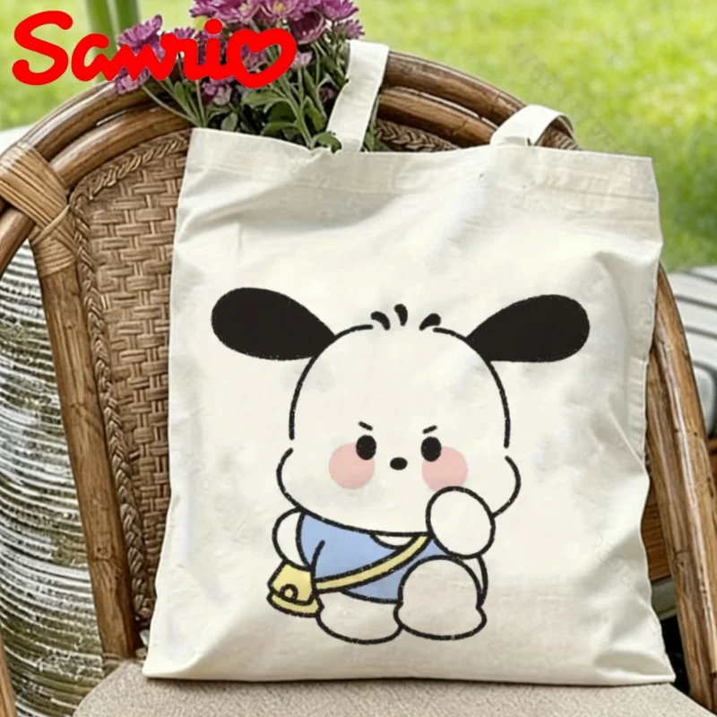 

1PC Sanrio Pochacco the Dog with Crossbody Bag & Determined Face Print Eco-friendly Canvas Shoulder Bag