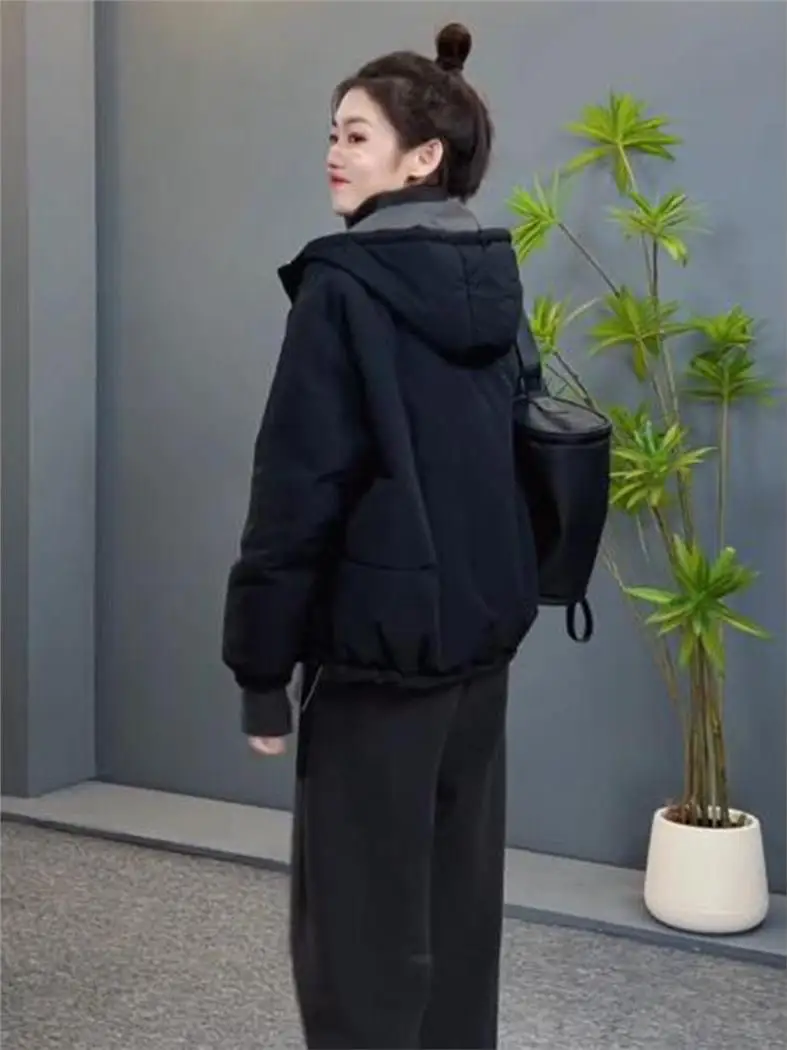 

Women's Short Double-Sided Wear Thickened Cotton Jacket Winter Coat Warm Cotton Padded Outerwear Small Size Knot