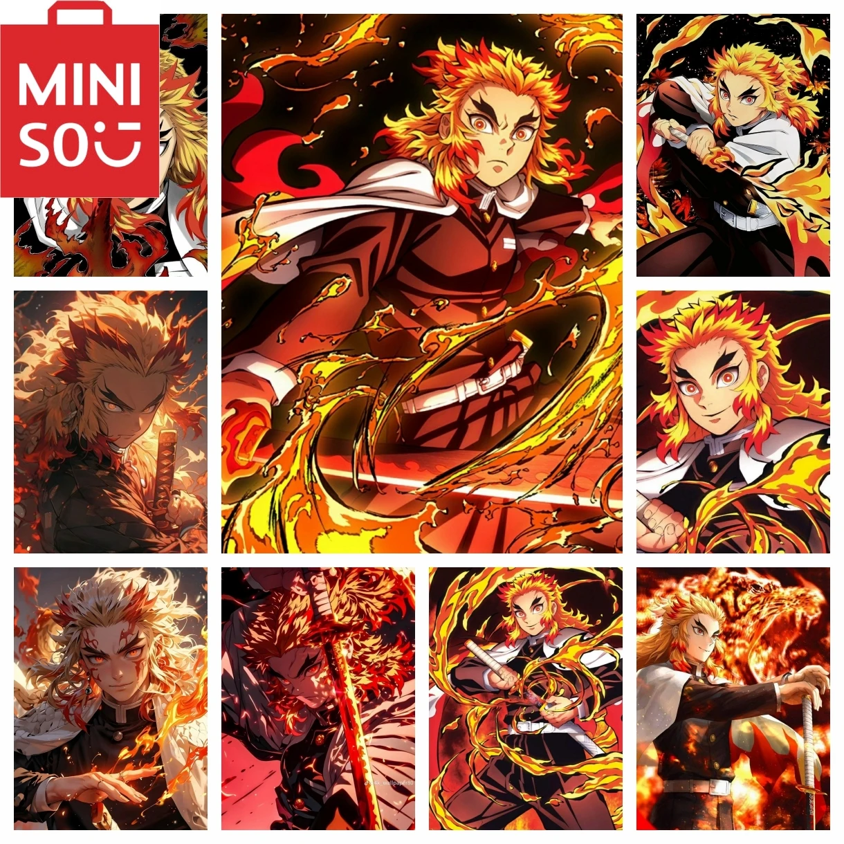 

MINISO Diamond Painting Japanese Cartoon Anime Demon Slayer Rengoku Kyoujurou Cross Stitch Embroidery Mosaic Bedroom Decor