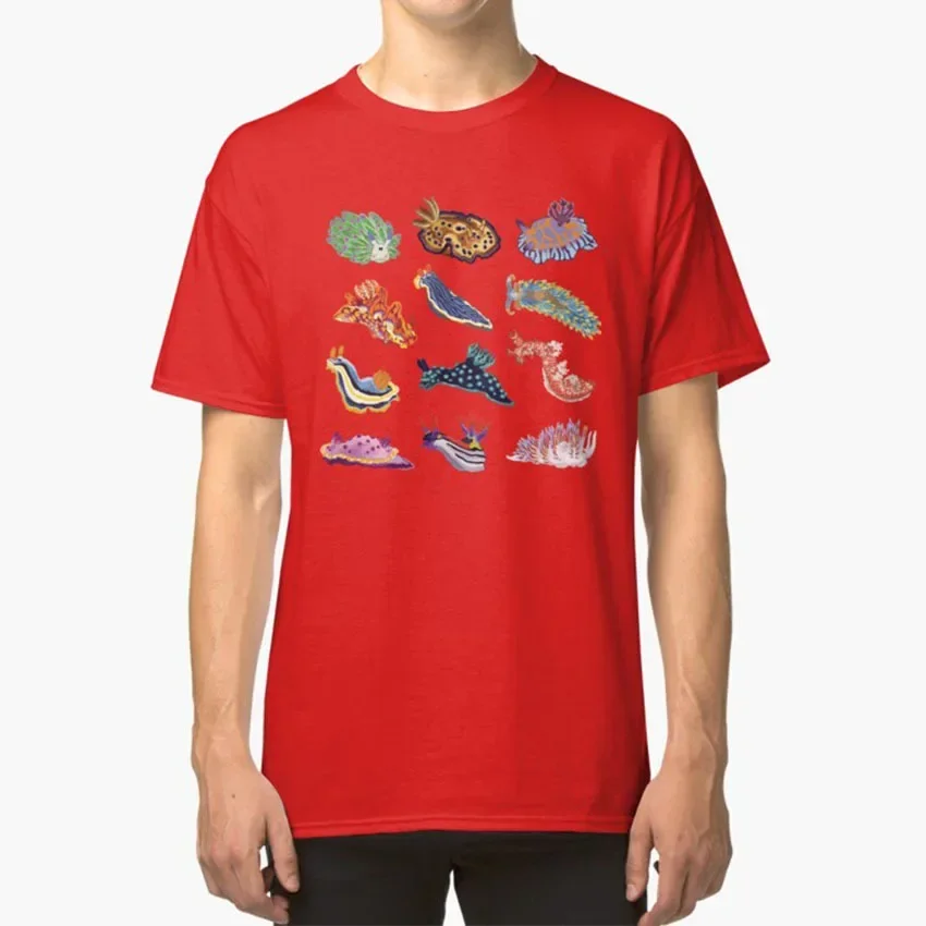 men clothing  harajuku Nudie Cuties T-  Sea Slug Nudibranch Biology Marine Biology Colorful Rainbow Infographic Blue Sea Ocean - view 5