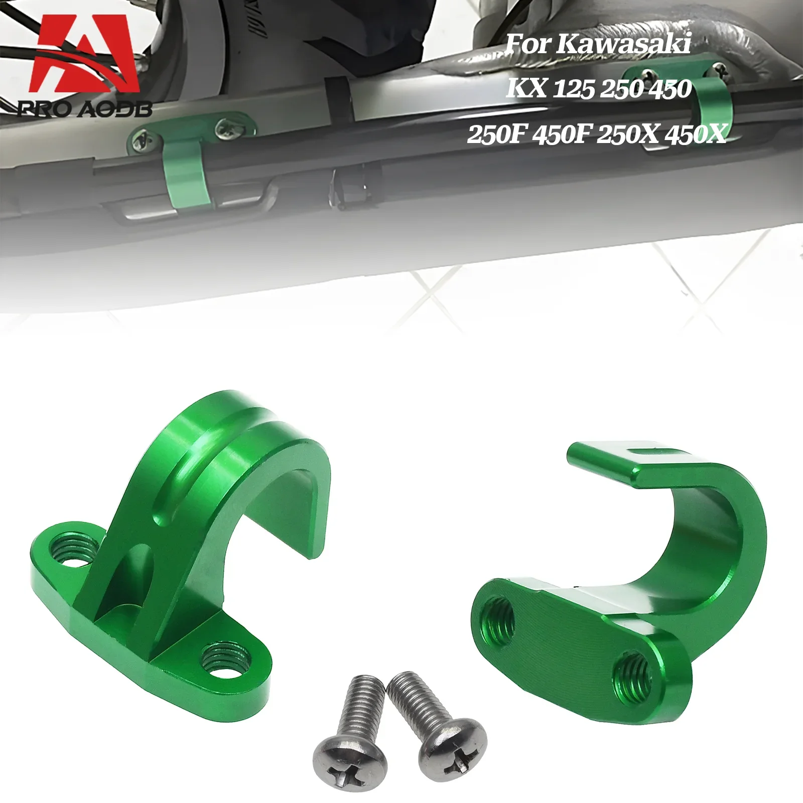 Rear Brake Hose Guide CNC Clamp Fit Kawasaki KX85 KX100 KX125 KX250 KX450 KLX450R KX250X KX450X 2005-2024 Dirt Bike Accessories