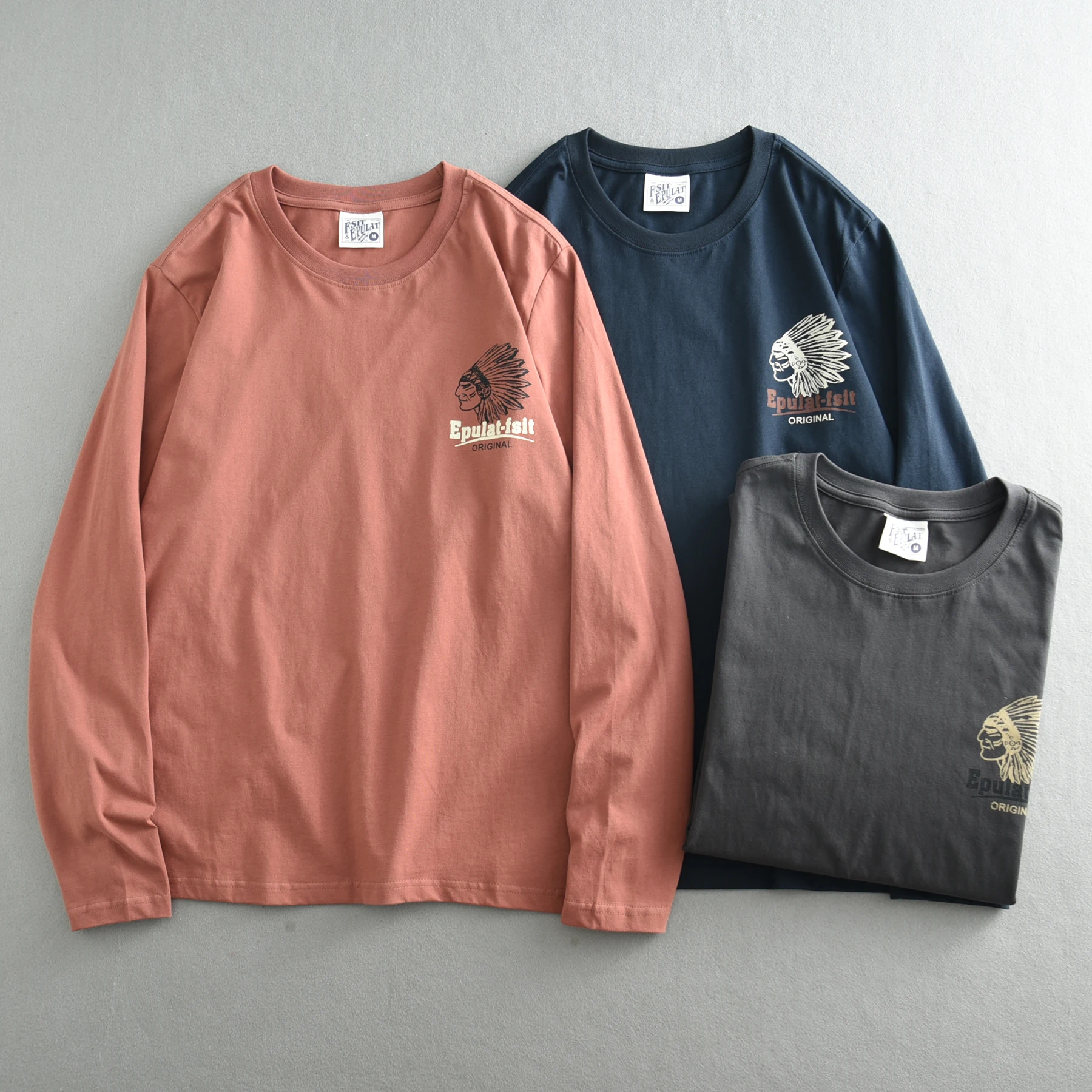 Herbst Neue Amerikanische Retro Lange ärmeln Oansatz Personalisierte Gedruckt T-shirt männer Mode 100% Baumwolle Gewaschen Casual Sport Tops