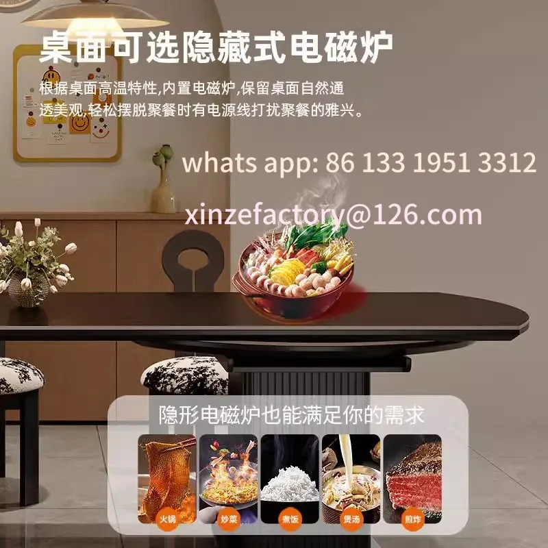 طاولة جزيرة قابلة للسحب متعددة الوظائف قابلة للتخصيص، طاولة مستديرة متغيرة متكاملة للمنزل الحديث #4