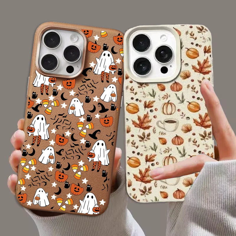 秋のハロウィン パンプキン コーヒー柄 サムスン Galaxy S25 Ultra S24 S23 S22 S21 S20 S10 Ultra Plus S24 FE 携帯電話ケース