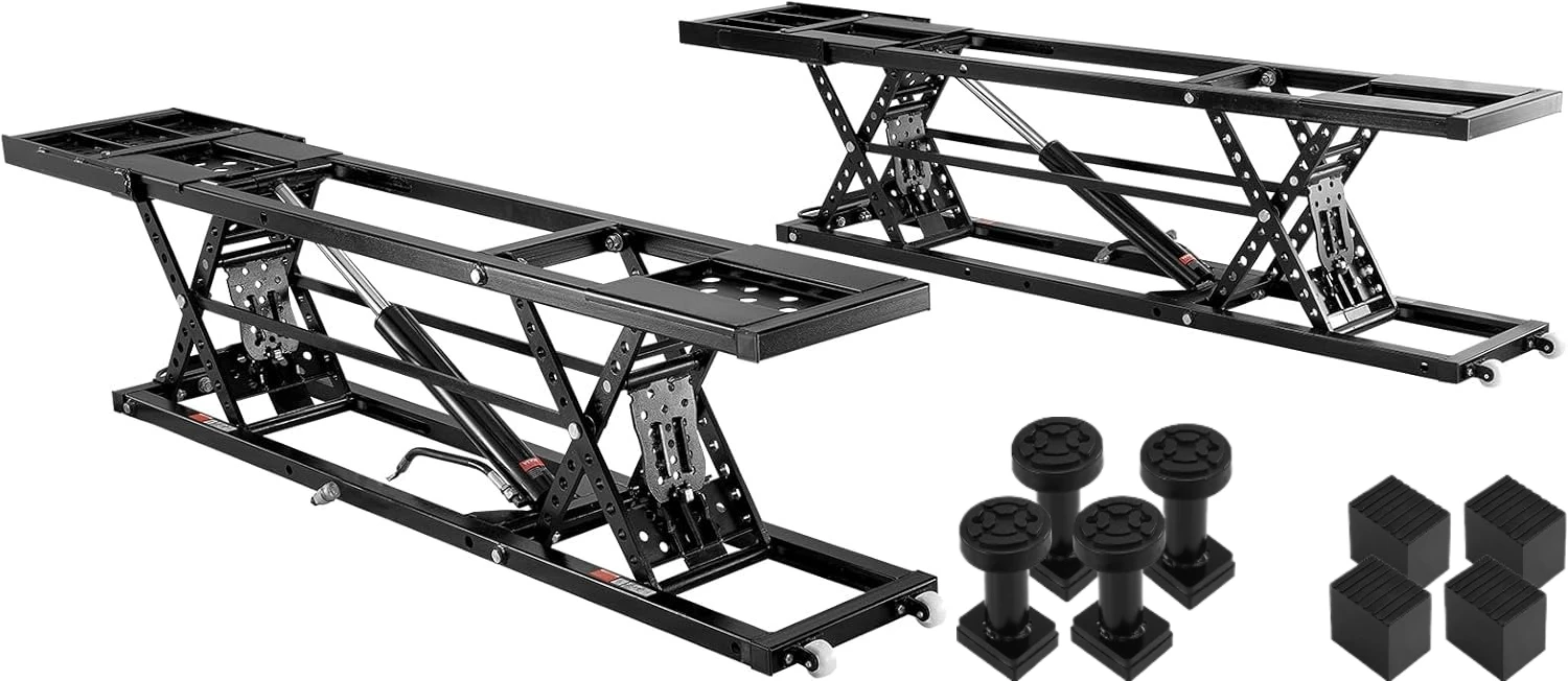 Elevador de camión de acero al carbono de alta resistencia con unidad de alimentación de 120 V, elevador de automóvil portátil: capacidad de 7.000 LBS, 26,8" máx. Altura