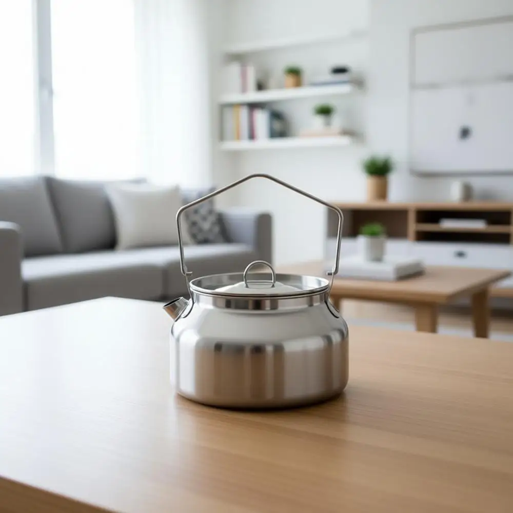 

Легкий походный чайник из нержавеющей стали объемом 1,2 литра | Прочный и портативный походный чайник | Идеально подходит для бушкрафта и кемпинга на природе.