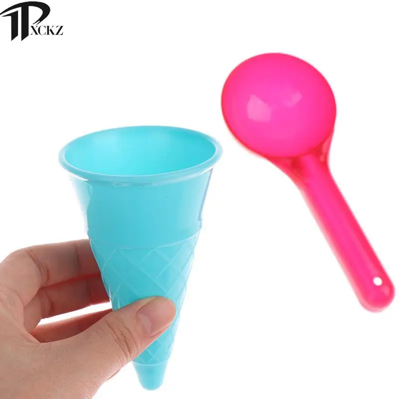 Juego de cucharas de cono de helado de 5 piezas para niños, juguetes de arena de playa, regalo de juego de verano, juguetes educativos para niños