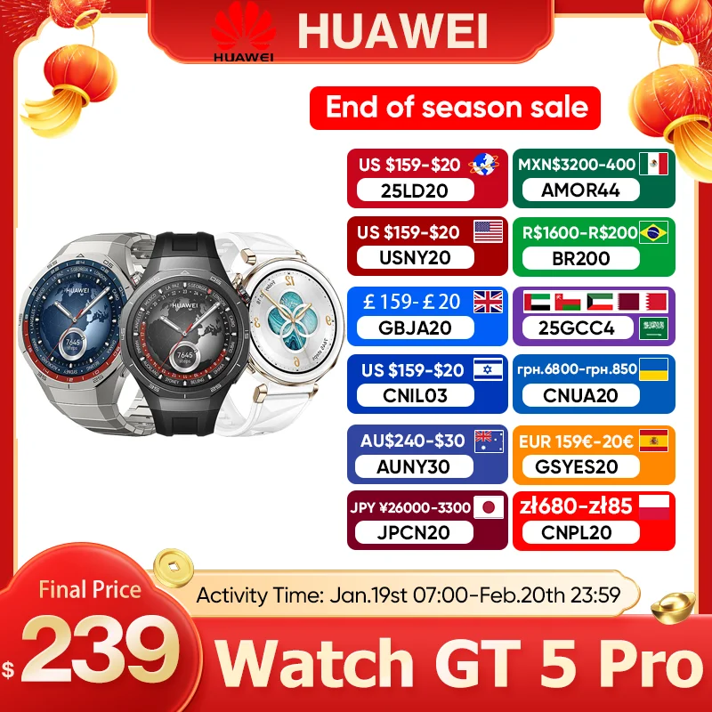 HUAWEI Watch GT 5 Pro 46mm Smartwatch Ceramic and Titanium Watch compatible with iOS and Android 14 days long battery life