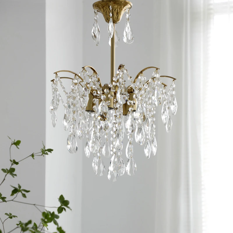 

French retro bedroom, dining room, living room, American antique imitation Italian light luxury lighting fixtures, crystal